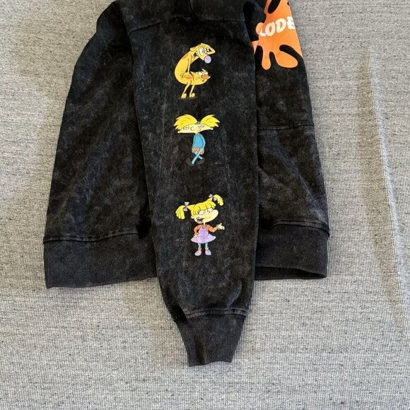 Nickelodeon Logo Retro 90's Style  Black Hoodie Graphic Print Women Size S - Picture 11 of 14